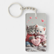 Tom & Luna Valentine Keychain | Cute Couple Cat Ke