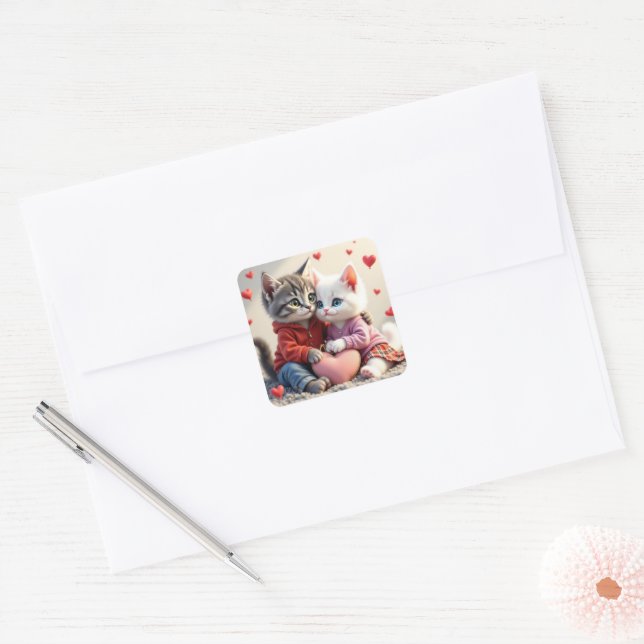 Tom & Luna Valentine Sticker |  Cat Stickers (Enveloppe)