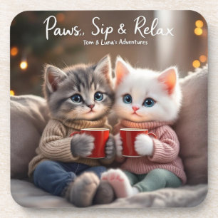 Tom & Lunas Abenteuer™ – „Paws, Sip & Relax“ Unter Getränkeuntersetzer