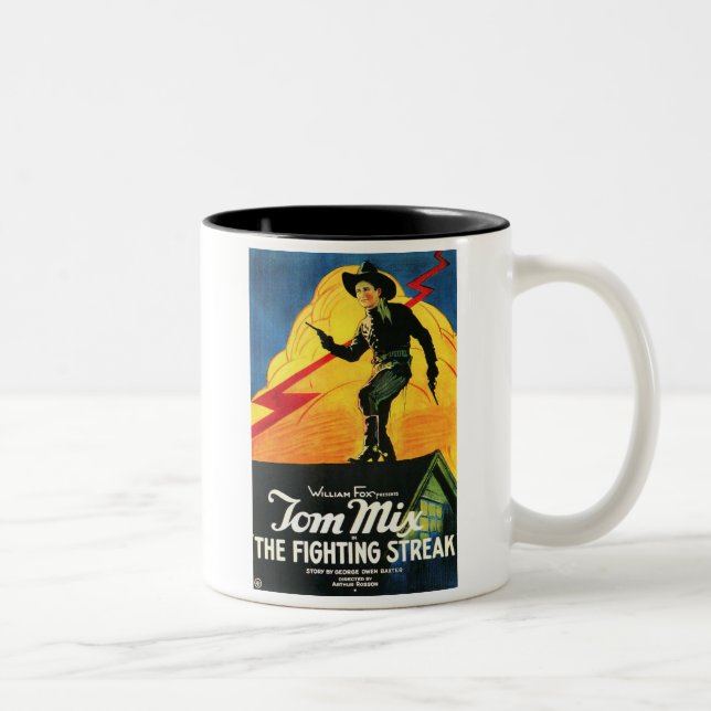 Tom Mix das kämpfende Streifenfilmplakat 1922 Zweifarbige Tasse (Rechts)