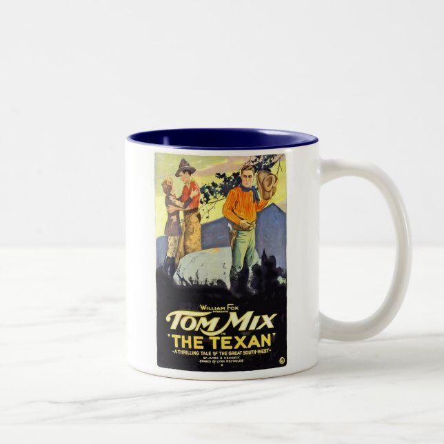 Tom Mix das Texanfilmplakat Zweifarbige Tasse (Rechts)