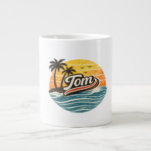 Tom Retro-Sonnenuntergangs-Name-Design Jumbo-Tasse