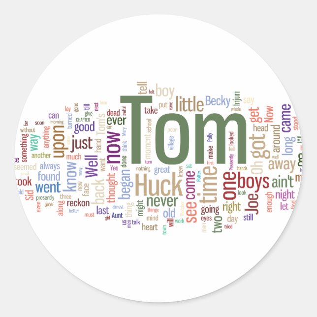 Tom Sawyer Word Cloud Runder Aufkleber (Vorderseite)