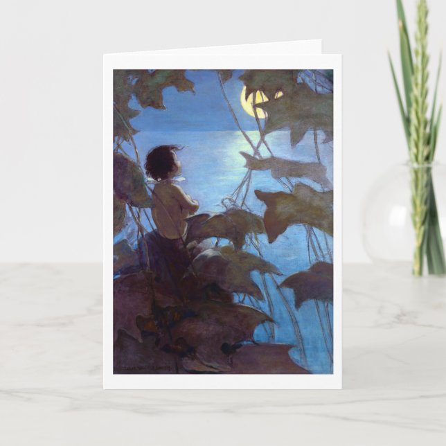 Tom sieht sich den Mond an, Jessie Willcox-Smith Karte (Vorderseite)