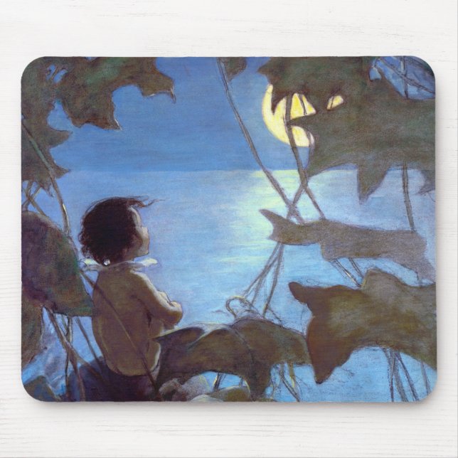 Tom sieht sich den Mond an, Jessie Willcox-Smith Mousepad (Vorne)