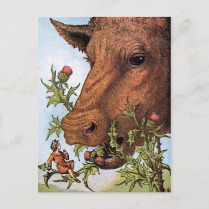 "Tom Thumb und die Kuh" Illustration Postkarte