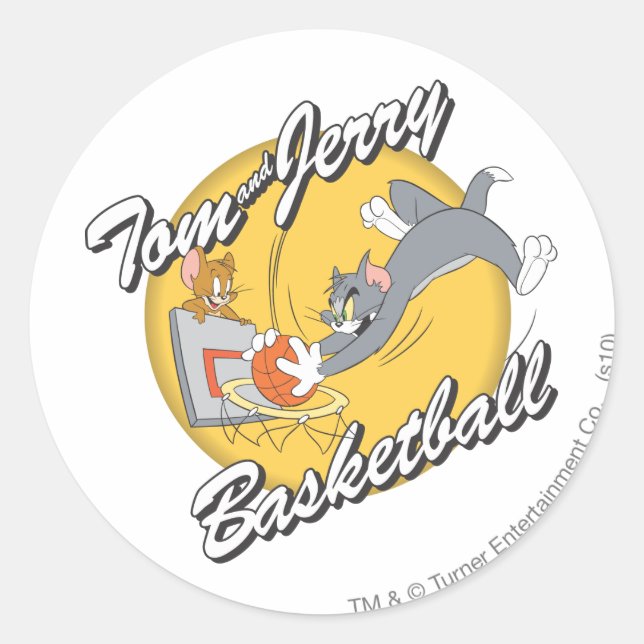 Tom und Jerry Basketball 2 Runder Aufkleber (Vorderseite)