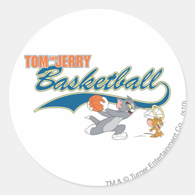 Tom und Jerry Basketball 5 Runder Aufkleber (Vorderseite)