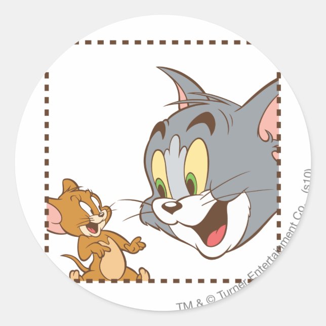 Tom und Jerry Briefmarke Runder Aufkleber (Vorderseite)