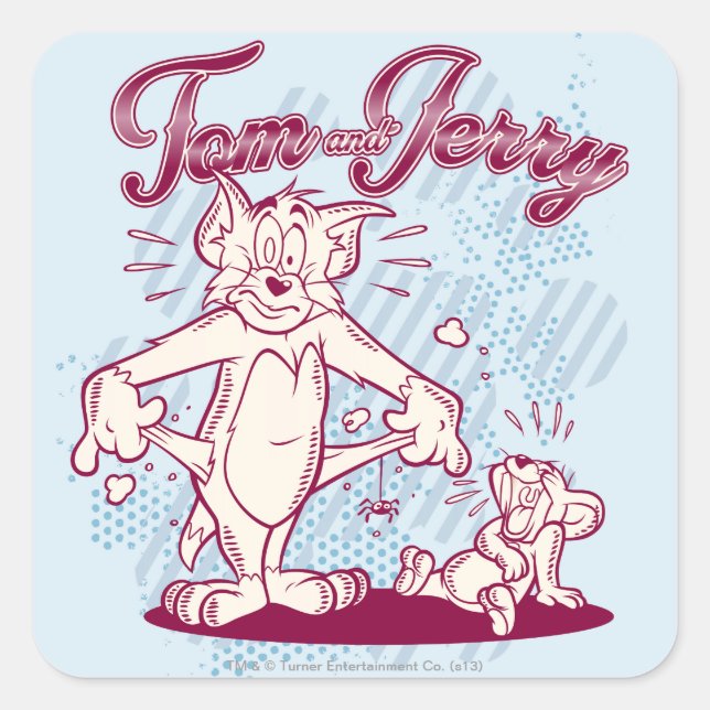 Tom und Jerry Broke Quadratischer Aufkleber (Vorderseite)
