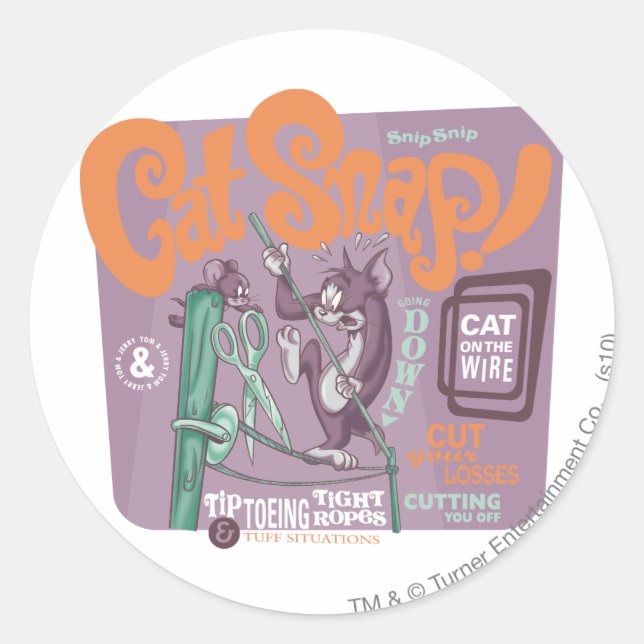 Tom und Jerry Cat Snap Runder Aufkleber (Vorderseite)