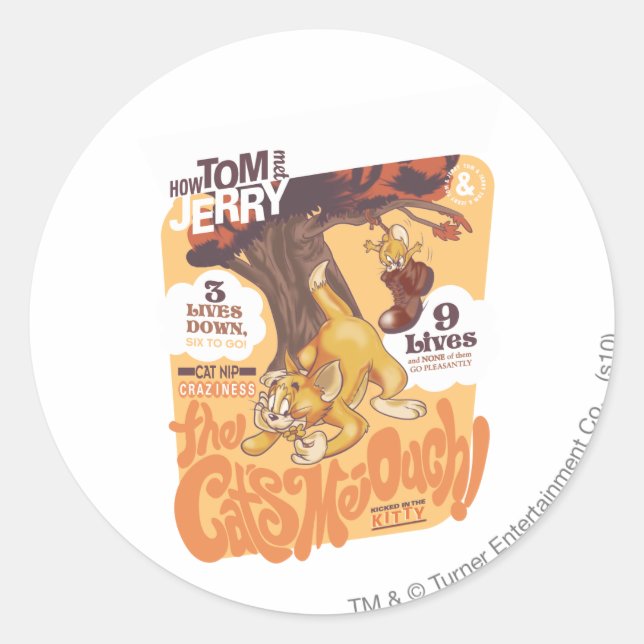 Tom und Jerry die Katzen, die ich-Ouch Runder Aufkleber (Vorderseite)