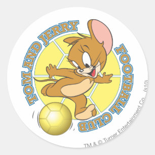 Tom- und Jerry-Fußball (Fußball) 4 Runder Aufkleber