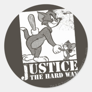 Tom- und Jerry-Gerechtigkeit die harte Weise Runder Aufkleber