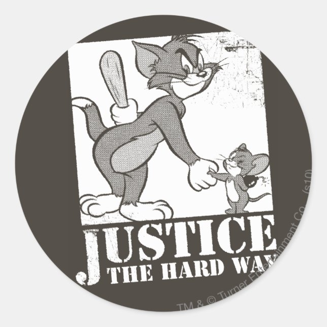 Tom und Jerry justieren hart Runder Aufkleber (Vorderseite)