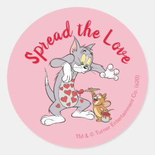 Tom und Jerry Painting Valentinhörer Runder Aufkleber
