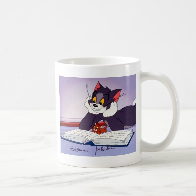 Tom und Jerry Reading Book autograviert Kaffeetasse (Rechts)