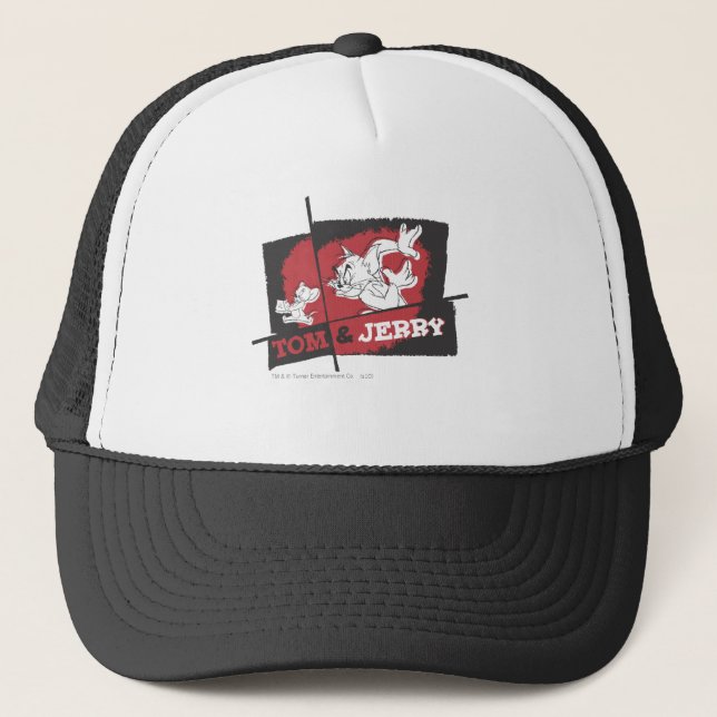 Tom und Jerry Red und Black Truckerkappe (Vorderseite)