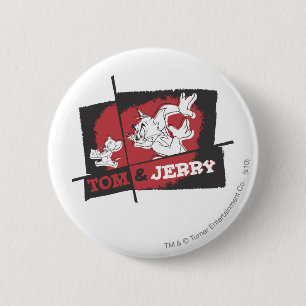 Tom und Jerry rot und schwarz Button