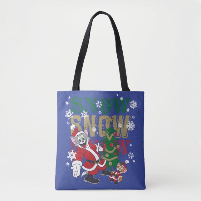 Tom und Jerry Santas am Baum Tasche (Vorderseite)
