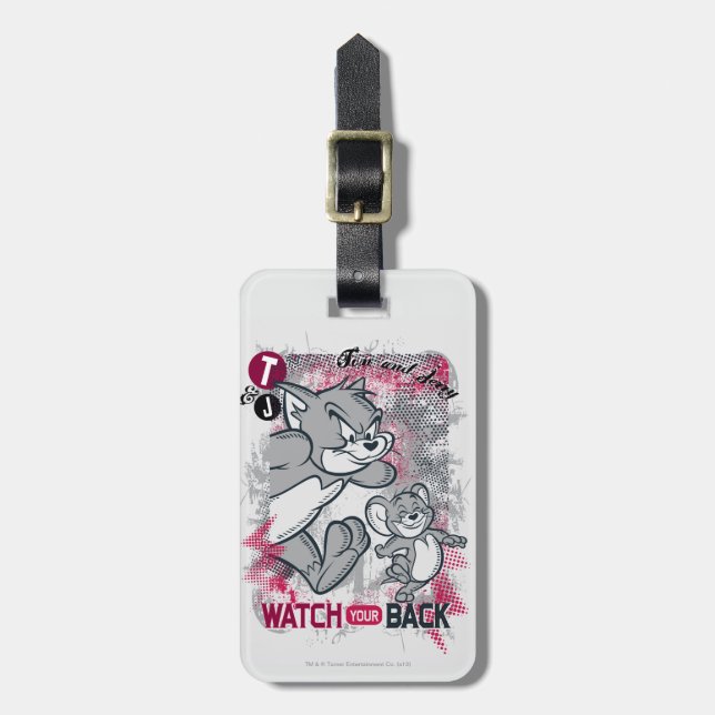 Tom und Jerry sehen sich den Rücken an Gepäckanhänger (Vorderseite vertikal)