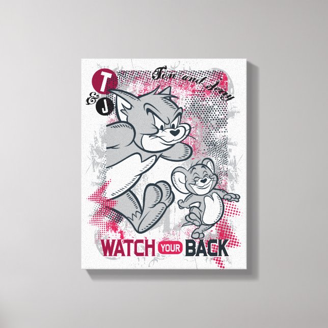 Tom und Jerry sehen sich den Rücken an Leinwanddruck (Vorderseite)