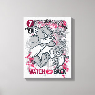 Tom und Jerry sehen sich den Rücken an Leinwanddruck