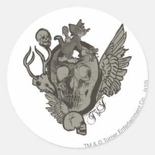 Tom und Jerry Skull Runder Aufkleber