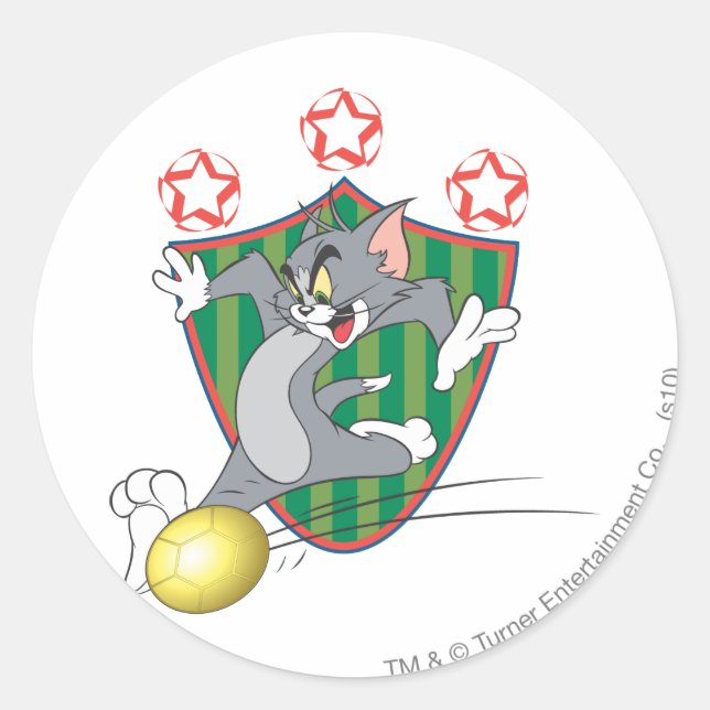 Tom und Jerry Soccer (Fußball) 9 Runder Aufkleber (Vorderseite)