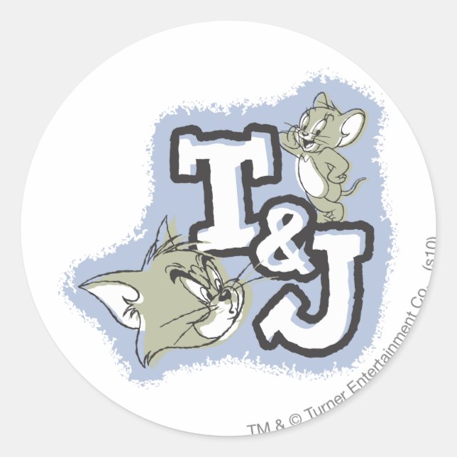 Tom und Jerry T&J Logo Runder Aufkleber (Vorderseite)