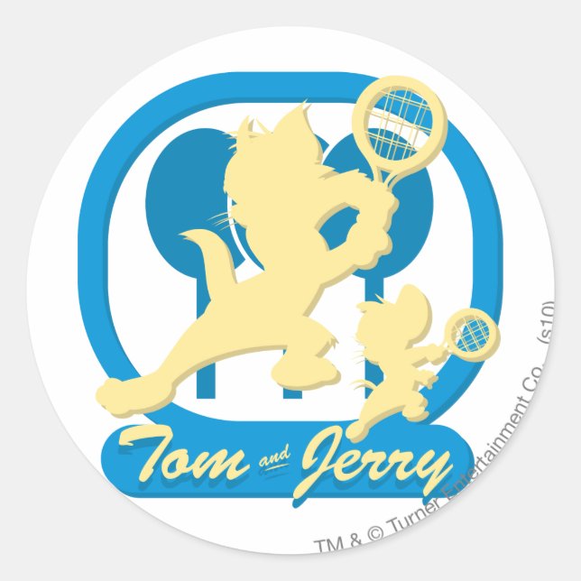 Tom und Jerry Tennis Stars 3 Runder Aufkleber (Vorderseite)