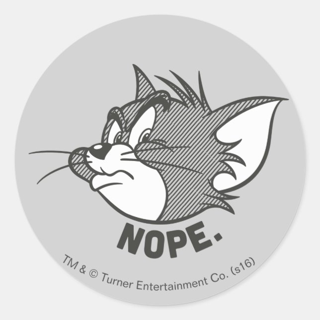 Tom und Jerry | Tom sagt "Nope" Runder Aufkleber (Vorderseite)