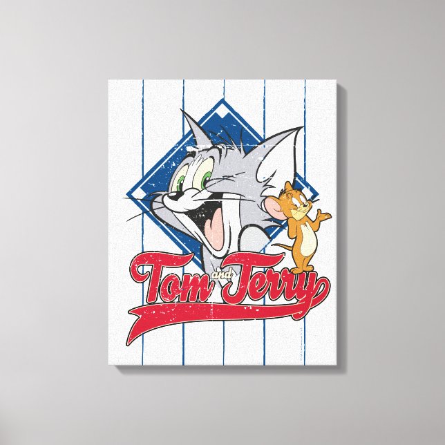 Tom und Jerry | Tom und Jerry auf Baseball Diamond Leinwanddruck (Vorderseite)