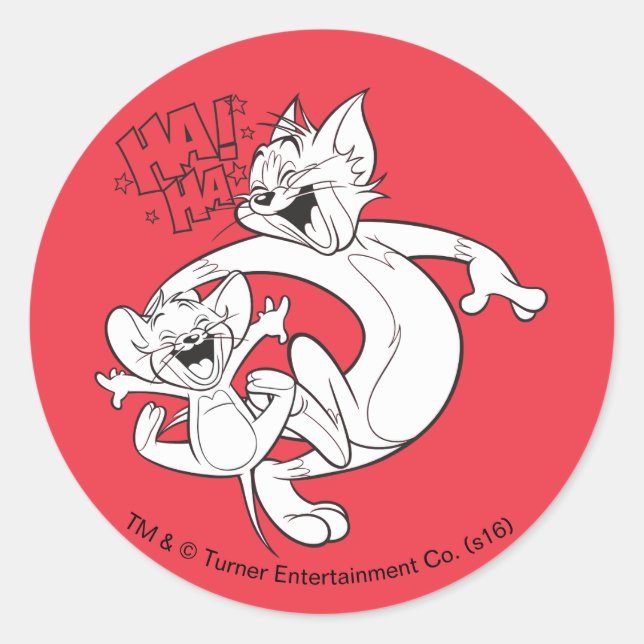 Tom und Jerry | Tom und Jerry lachen Runder Aufkleber (Vorderseite)