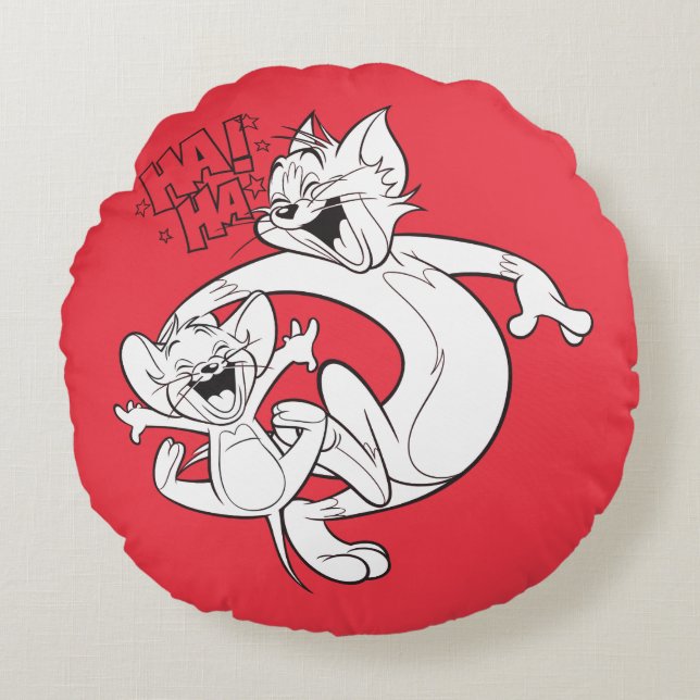 Tom und Jerry | Tom und Jerry lachen Rundes Kissen (Vorderseite)