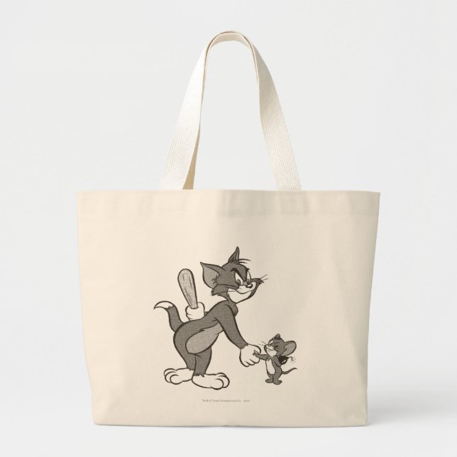 Tom und Jerry trügerischer Handshake Jumbo Stoffbeutel (Vorne)