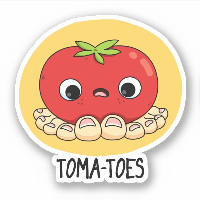 Toma-Zehen Funny Tomato with Toes Pun Aufkleber (Vorderseite)