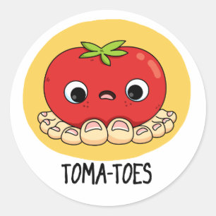 Toma-Zehen Funny Tomato with Toes Pun Runder Aufkleber