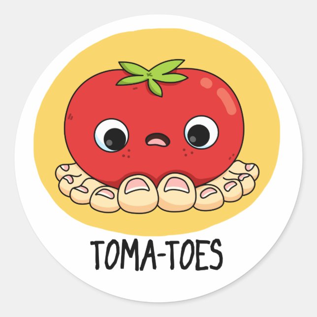 Toma-Zehen Funny Tomato with Toes Pun Runder Aufkleber (Vorderseite)