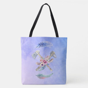 Tomahawk Feathers and Blume Aquarelldesign Tasche