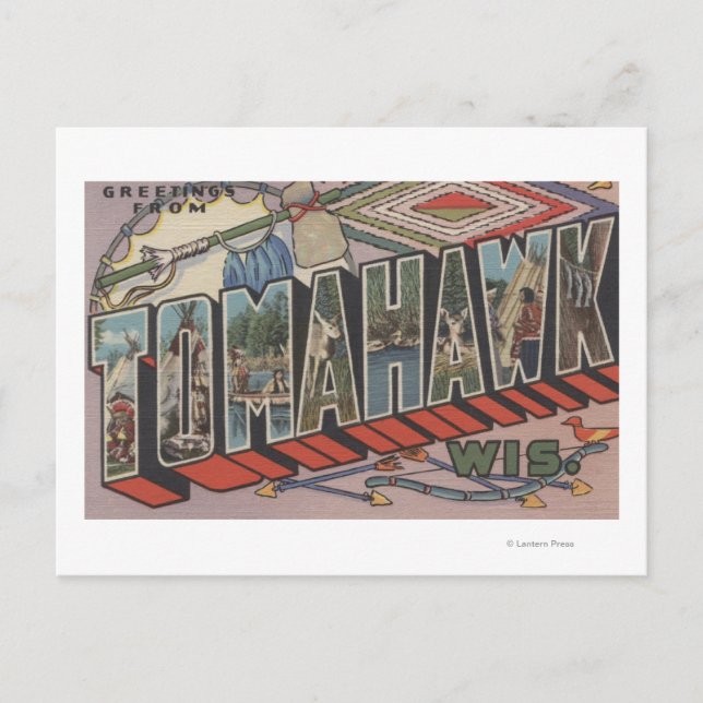 Tomahawk, Wisconsin - Große Buchstabenszenen Postkarte (Vorderseite)