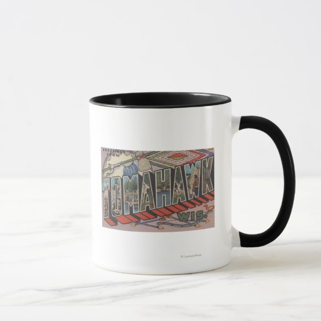 Tomahawk, Wisconsin - Große Buchstabenszenen Tasse (Rechts)