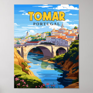 Tomar Portugal Vintage Reise Illustration Poster