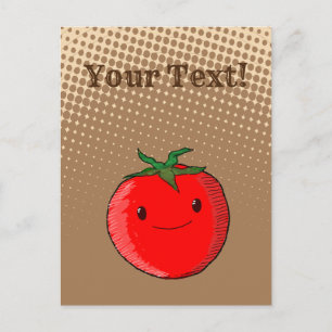 Tomate aus niedlichem Cartoon, Zeichnend mit Sepia Postkarte