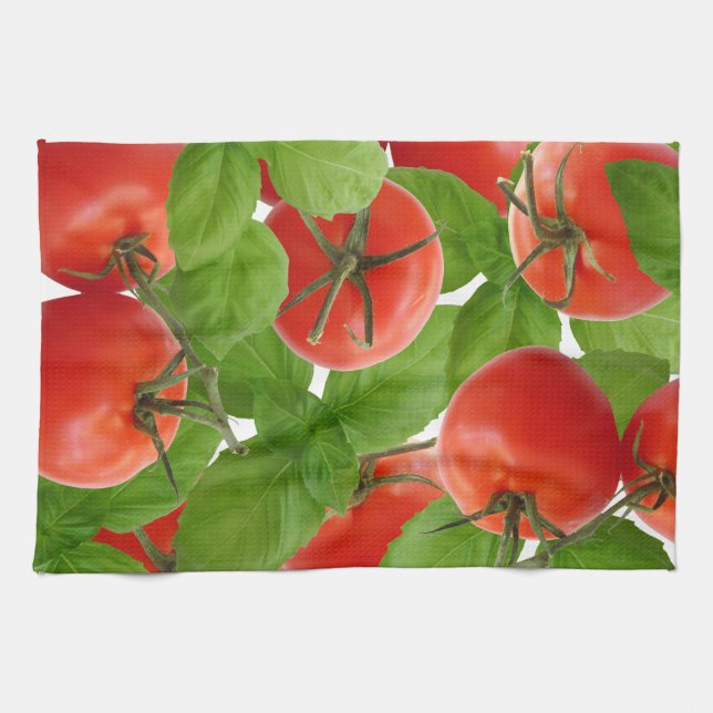 Tomate-Basilikum-Geschirrtuch Küchentuch (Horizontal)