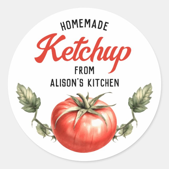 Tomate Ketchup Cantine étiquette aquarelle tomate (Devant)