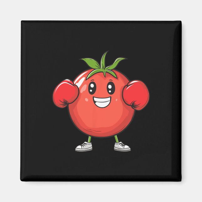 Tomate lächeln mit Boxhandschuhen Magnet (Vorne)