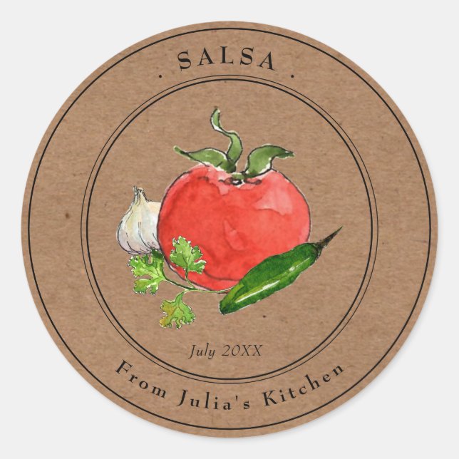 Tomate maison Salsa Kraft papier étiquette (Devant)