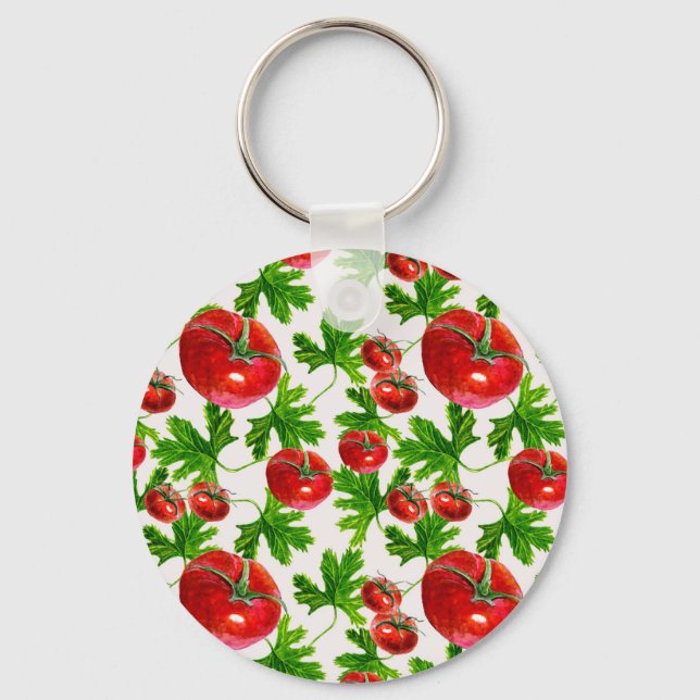 Tomate mit Blätter Muster Schlüsselanhänger (Vorderseite)