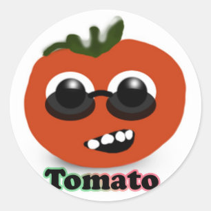 Tomate mit Sonnenbrille Runder Aufkleber